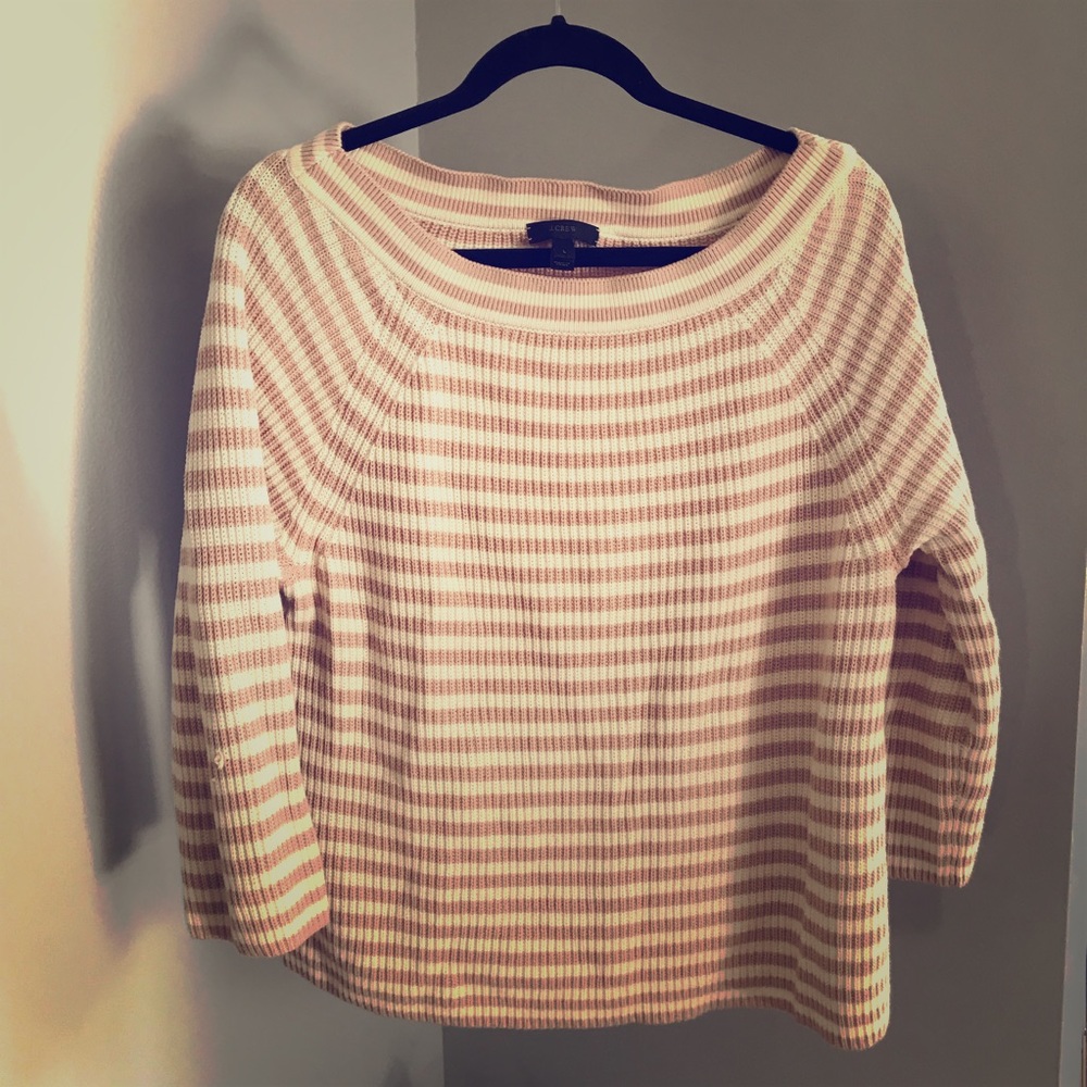 ⚫️0311:  J CREW BLUSH & CREAM 3/4 SLEEVE COTTON
